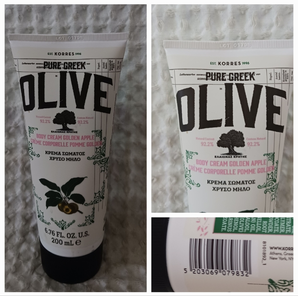 KORRES Pure Greek OLIVE Body Cream GOLDEN APPLE Lotion 6.76 oz New